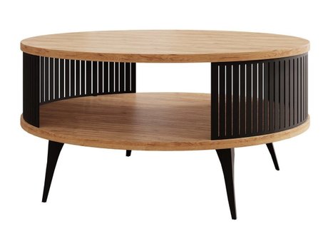 Table basse Sordore 100 (Noir + Chêne doré artisanal)