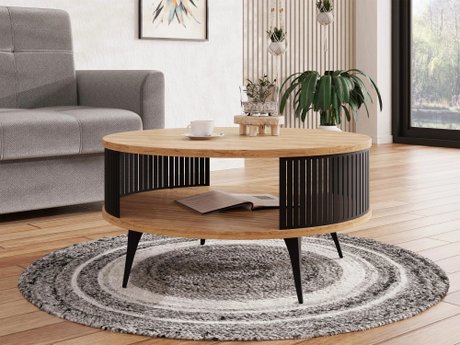 Table basse Sordore 100 (Noir + Chêne doré artisanal)