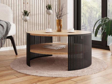Table basse Civer (Noir + Chêne doré artisanal)