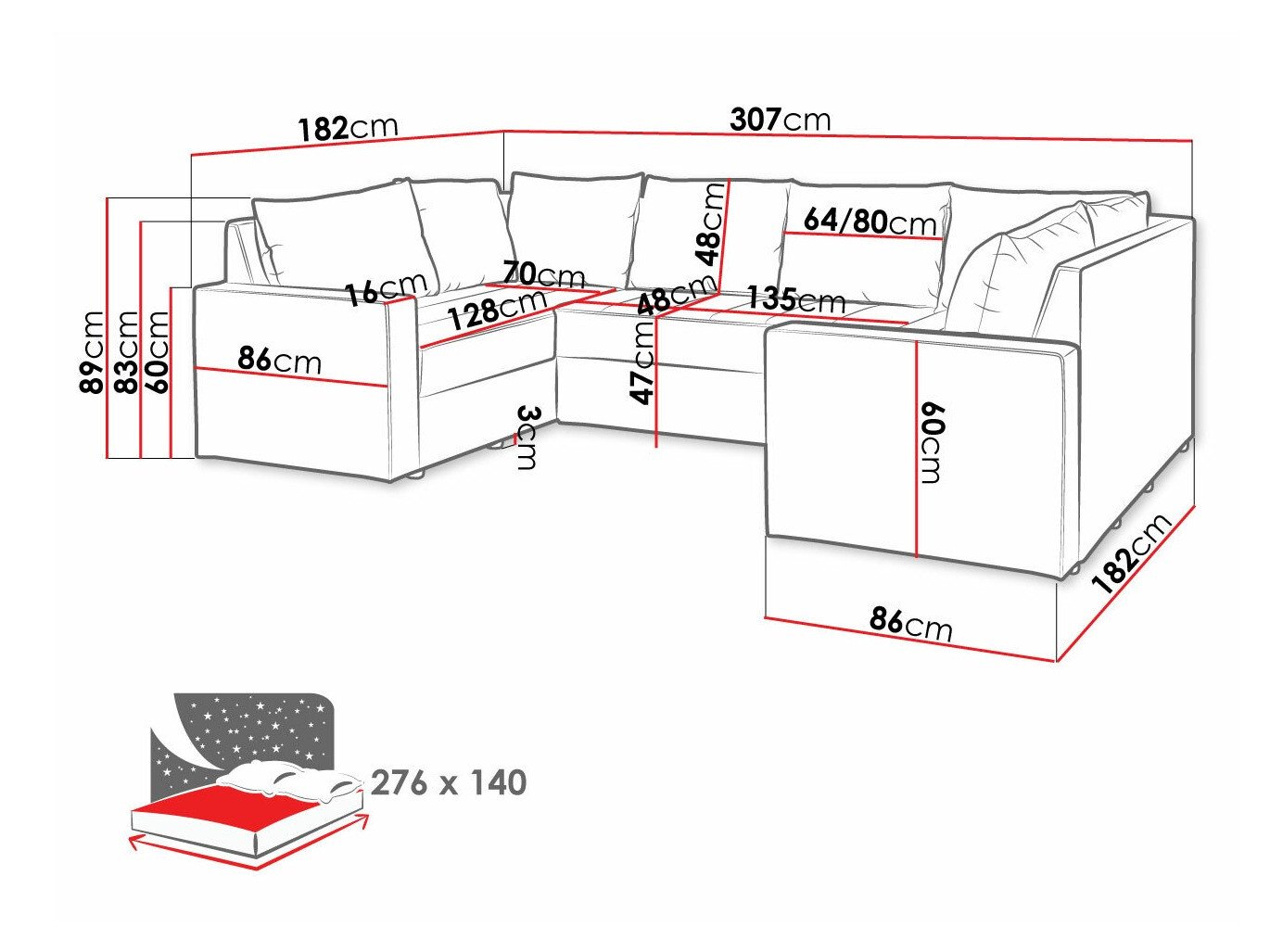Canapé d'angle Providence 145 (Montana 101 + MDL 5)