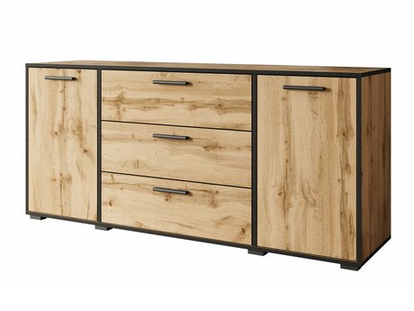 Commode Sarasota 174 (Noir + Chêne wotan)