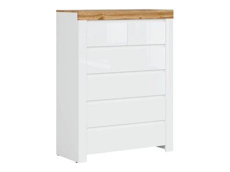 Commode Sonsoru 114 (Blanc + Blanc brillant + Chêne wotan)