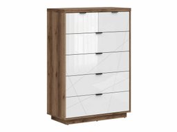 Commode Fivale 119 (Chêne delano foncé + Blanc brillant)