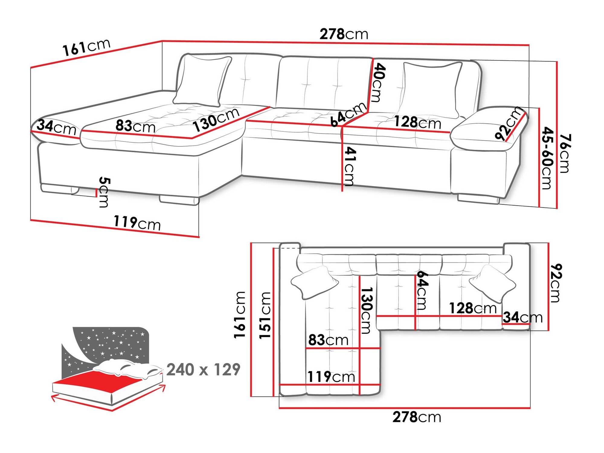 Canapé d'angle Comfivo Sanitas II (Magni 206.11)