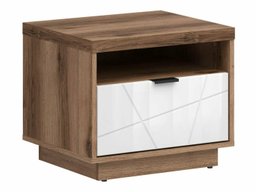 Table de chevet Fivale 115 (Chêne delano foncé + Blanc brillant)