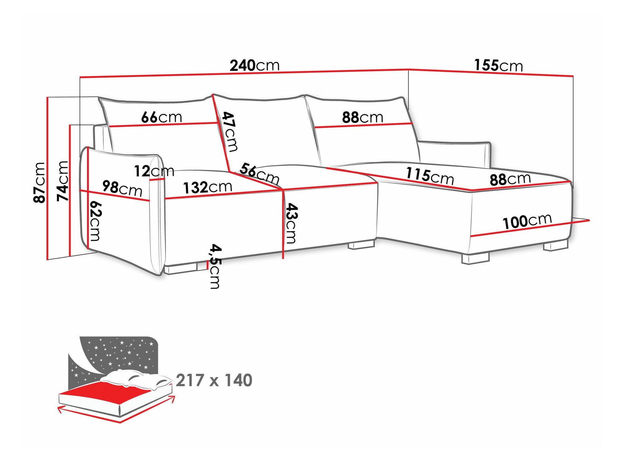Canapé d'angle Columbus 226 (Soul 18)
