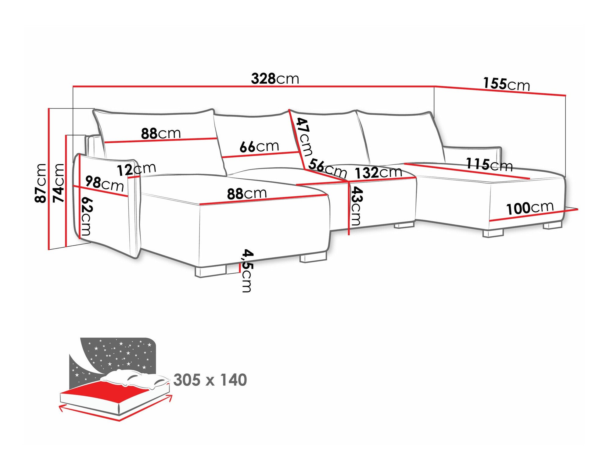 Canapé d'angle Columbus 218 (Soul 18)