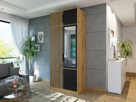 Armoire Collis (Chêne wotan + Noir)