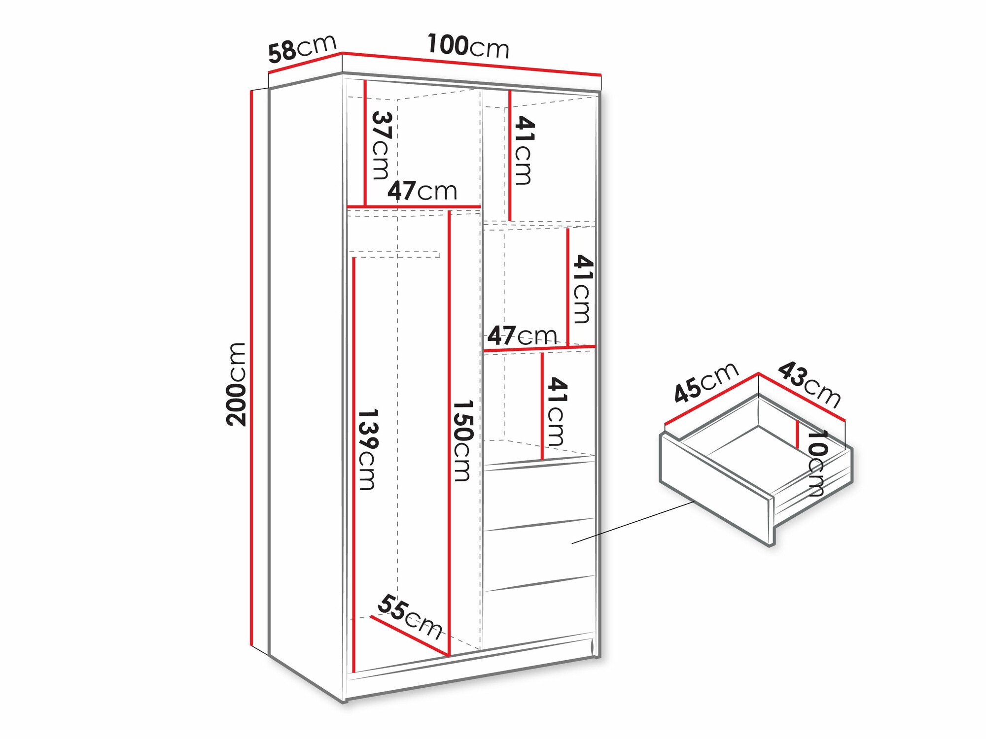 Armoire Enolevo 104 (Chêne wotan + Noir)
