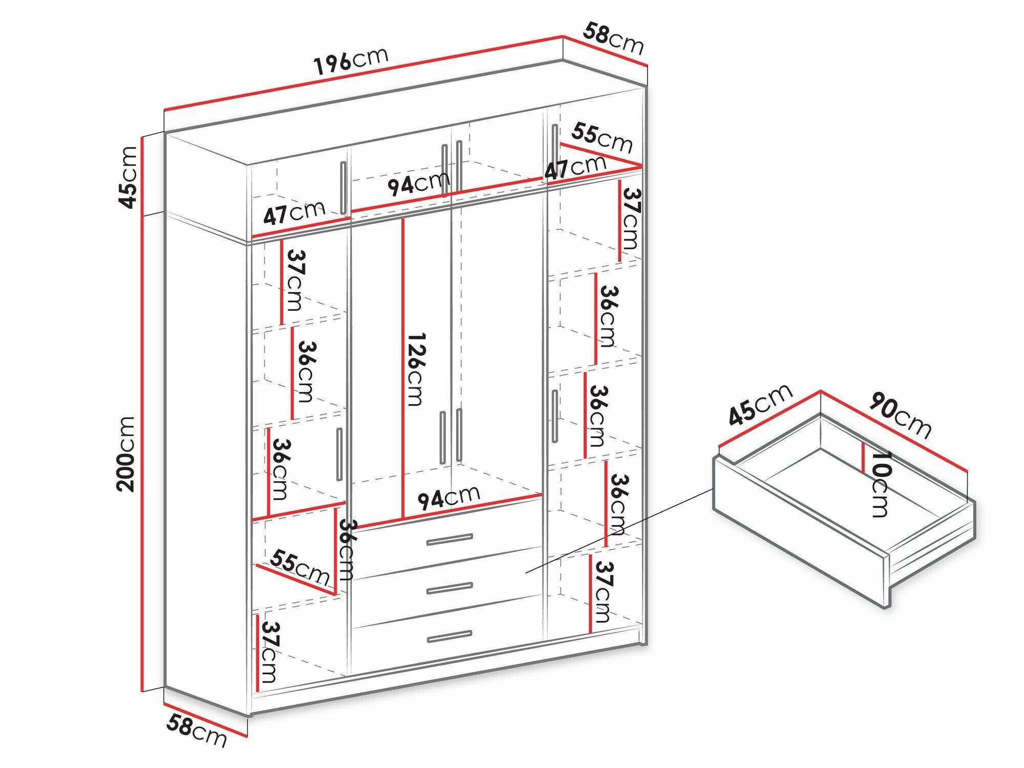 Armoire Dortivu 147 (Chêne wellington)