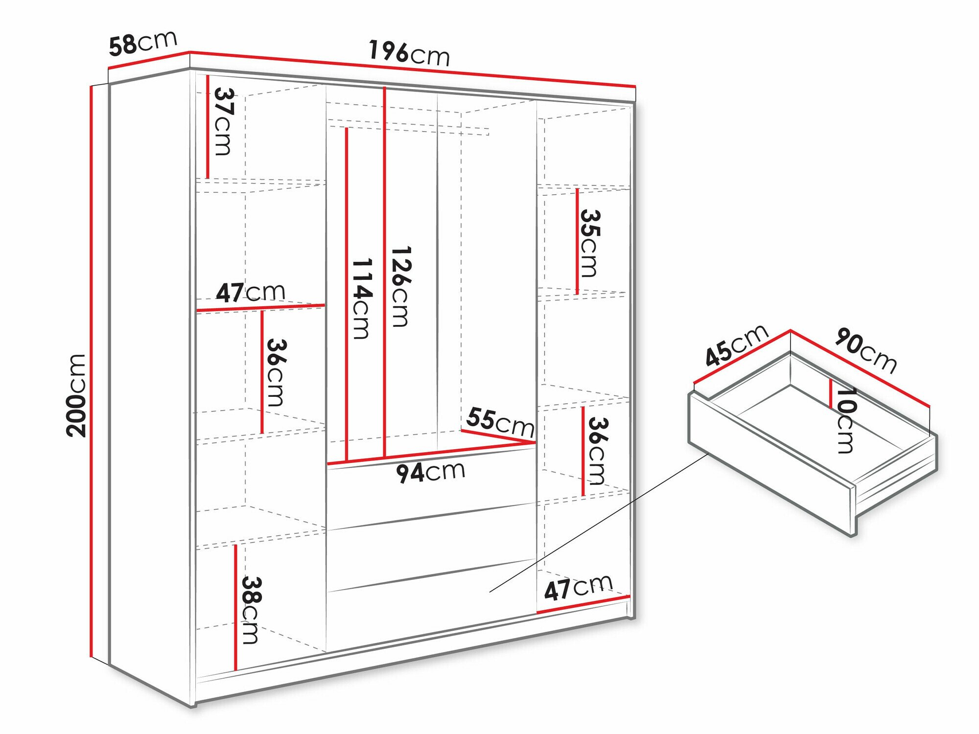 Armoire Enolevo 108 (Chêne wotan + Noir)