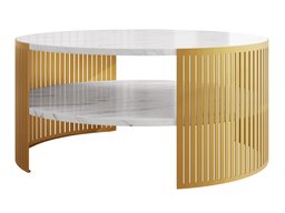 Table basse Evanola 101 (Doré + Marbre blanc)