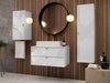 Armoire de salle de bain murale Levelbu 108 (Blanc + Blanc brillant)