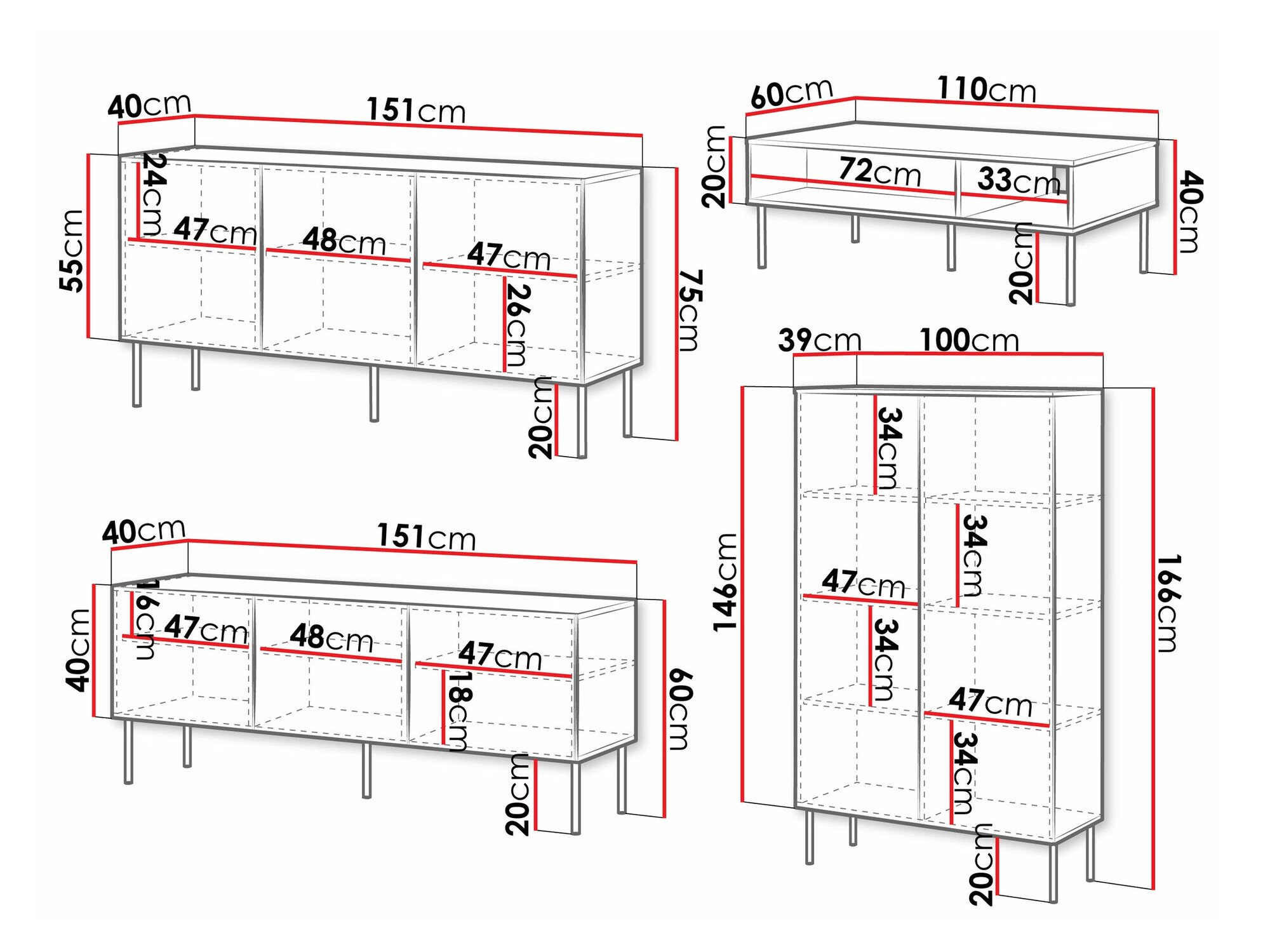 Ensemble de salon Celra (Blanc)
