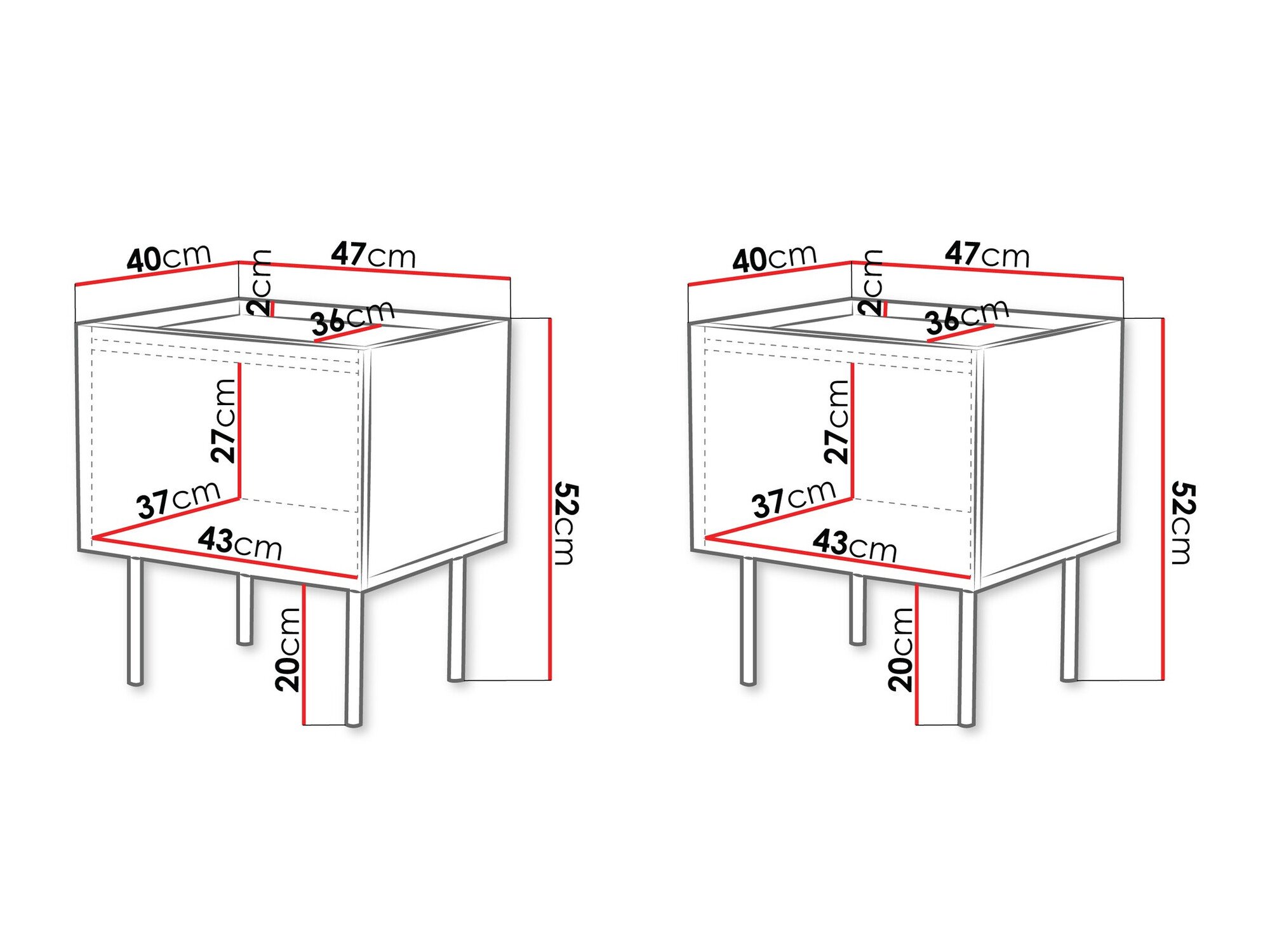 Ensemble de tables de chevet Mortali 107 (Blanc)