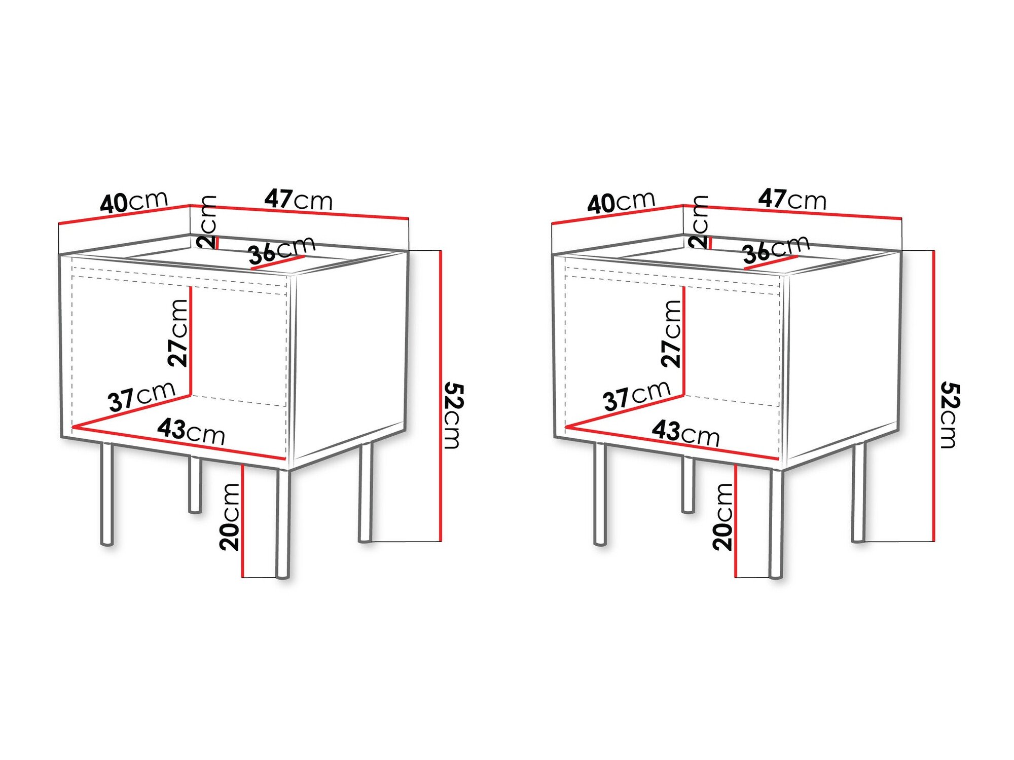 Ensemble de tables de chevet Sillen (Cachemire)