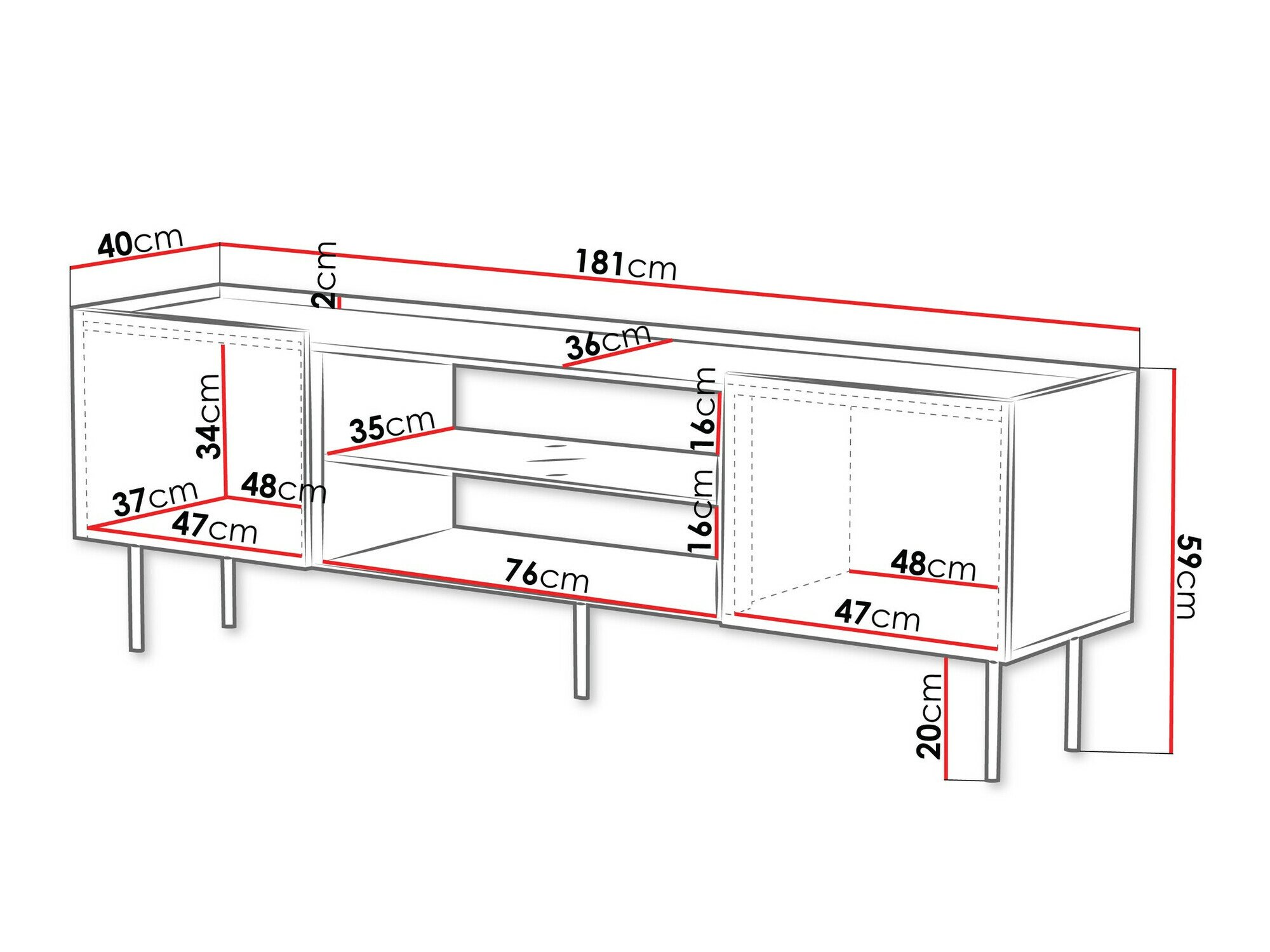 Meuble TV Sillen II (Blanc)