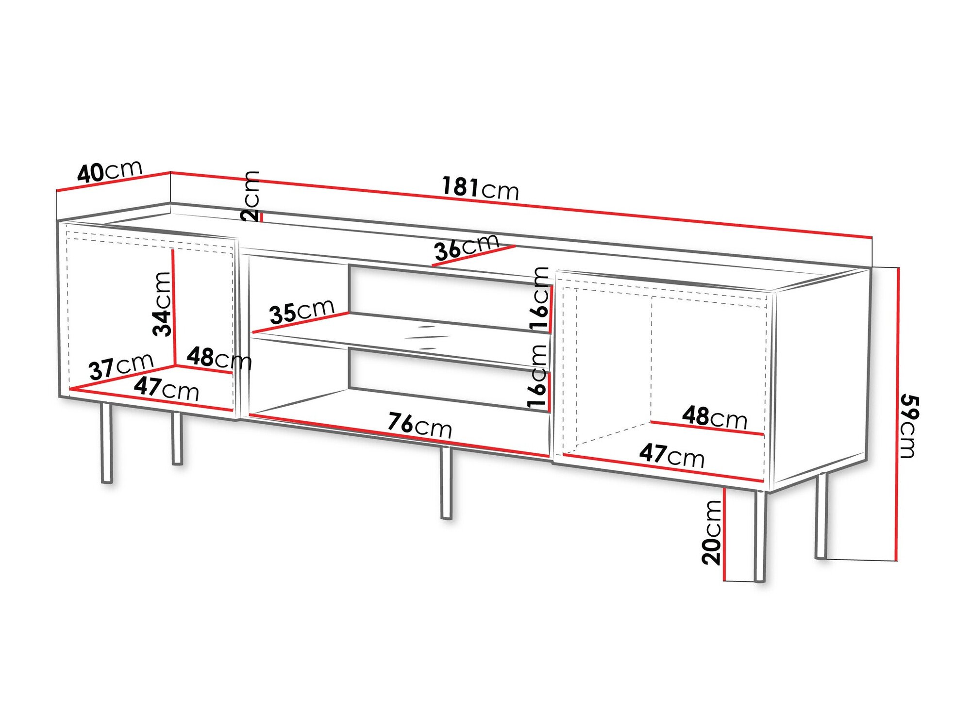 Meuble TV Sillen II (Noir)