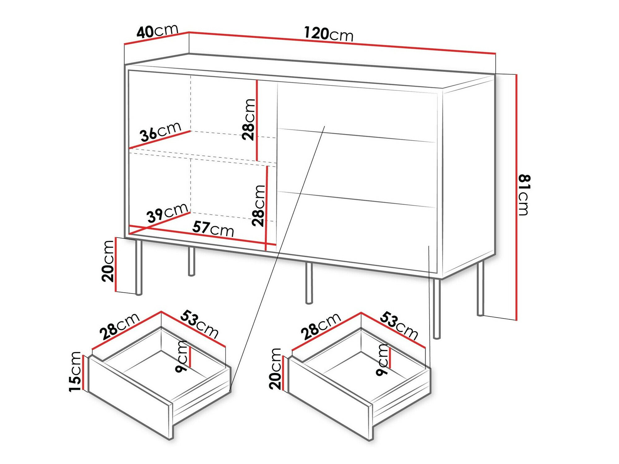 Commode Flosoru 101 (Noyer + Noir)