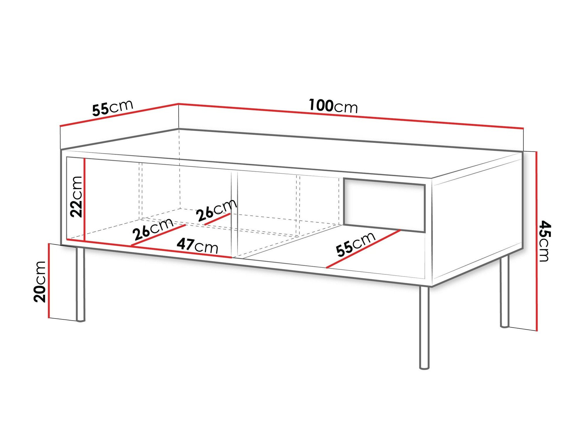 Table basse Flosoru 103 (Noyer + Noir)