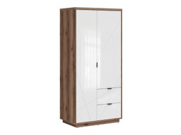 Armoire Fivale 105 (Blanc brillant + Chêne delano foncé)