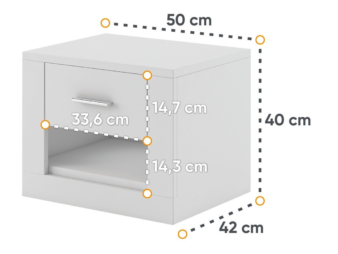 Table de chevet Cirdelu 107 (Blanc)