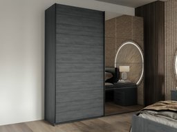 Armoire Levruvu 105 (Chêne gris + Noir)
