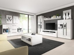 Ensemble de salon Ophsalu 112 (Blanc + Blanc brillant)