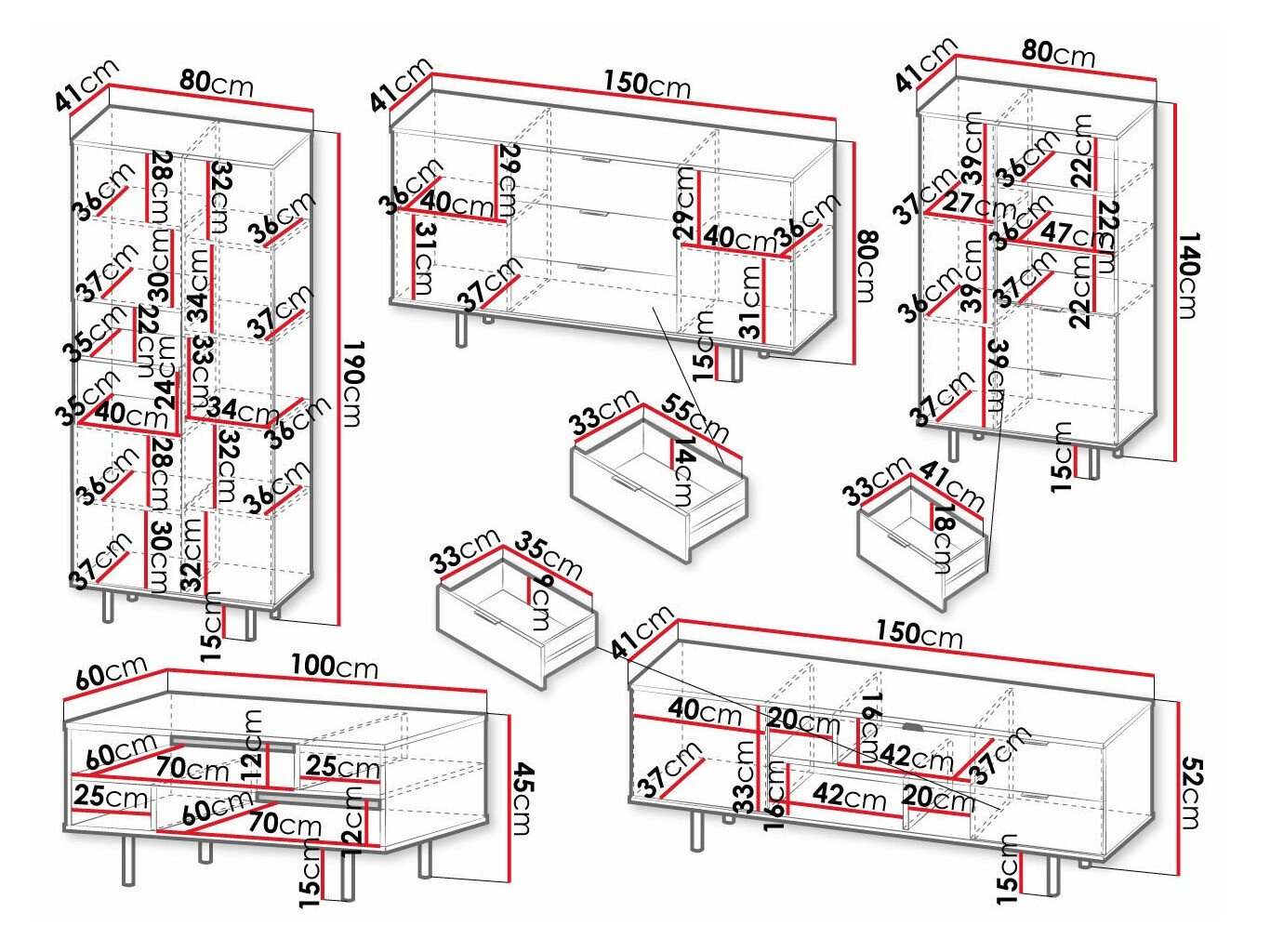 Ensemble de salon Decus I (Noir)