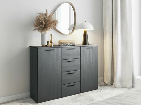 Commode Levruvu 108 (Chêne gris + Noir)