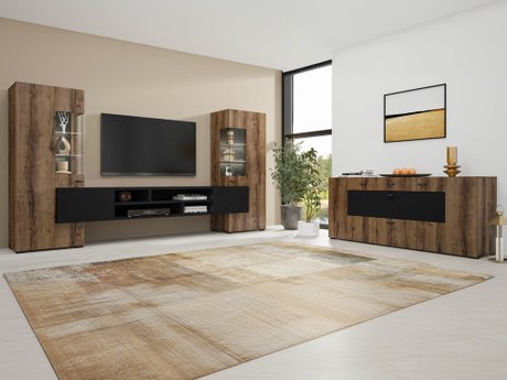 Ensemble de salon Mondalo 105 (Chêne du Monastery + Noir mat)