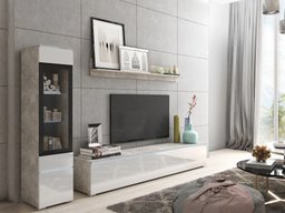 Ensemble de salon Sarasota 125 (Béton + Blanc brillant)