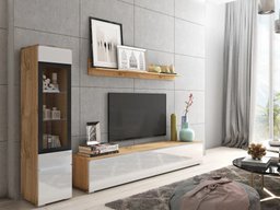 Ensemble de salon Sarasota 125 (Chêne wotan + Blanc brillant)