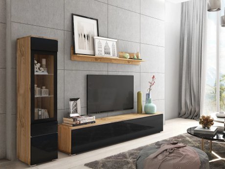 Ensemble de salon Sarasota 125 (Chêne wotan + Noir brillant)