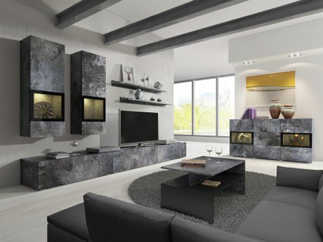 Ensemble de salon Serodeu 104 (Béton foncé)