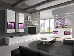 Ensemble de salon Serodeu 104 (Blanc + Blanc brillant)