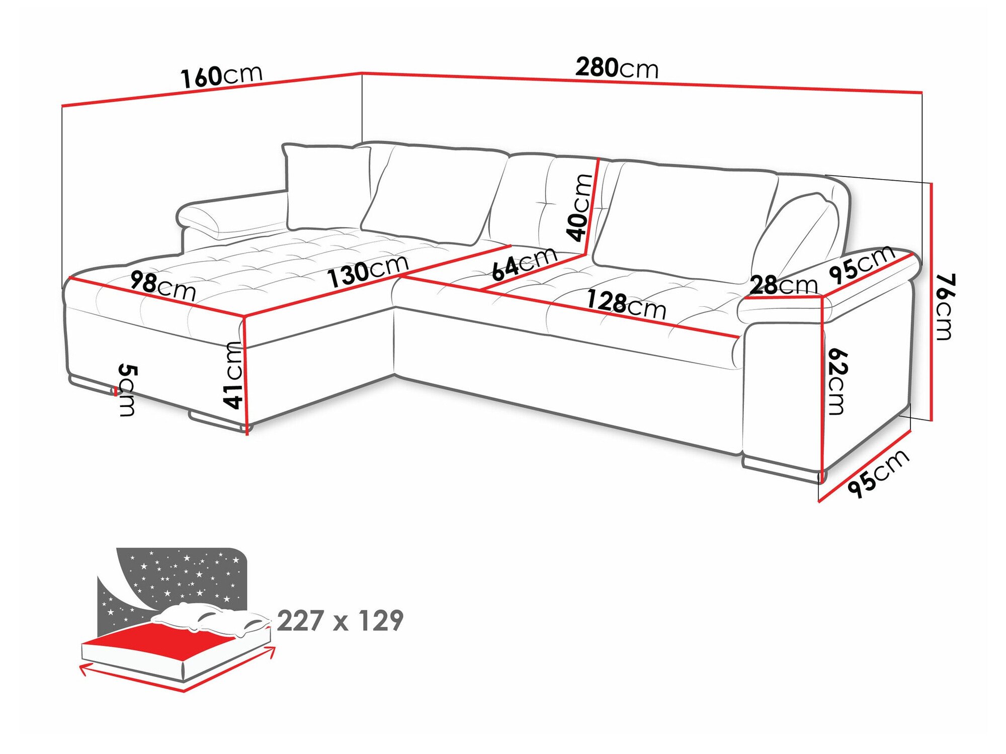 Canapé d'angle Comfivo Mica II (Fragola 90)
