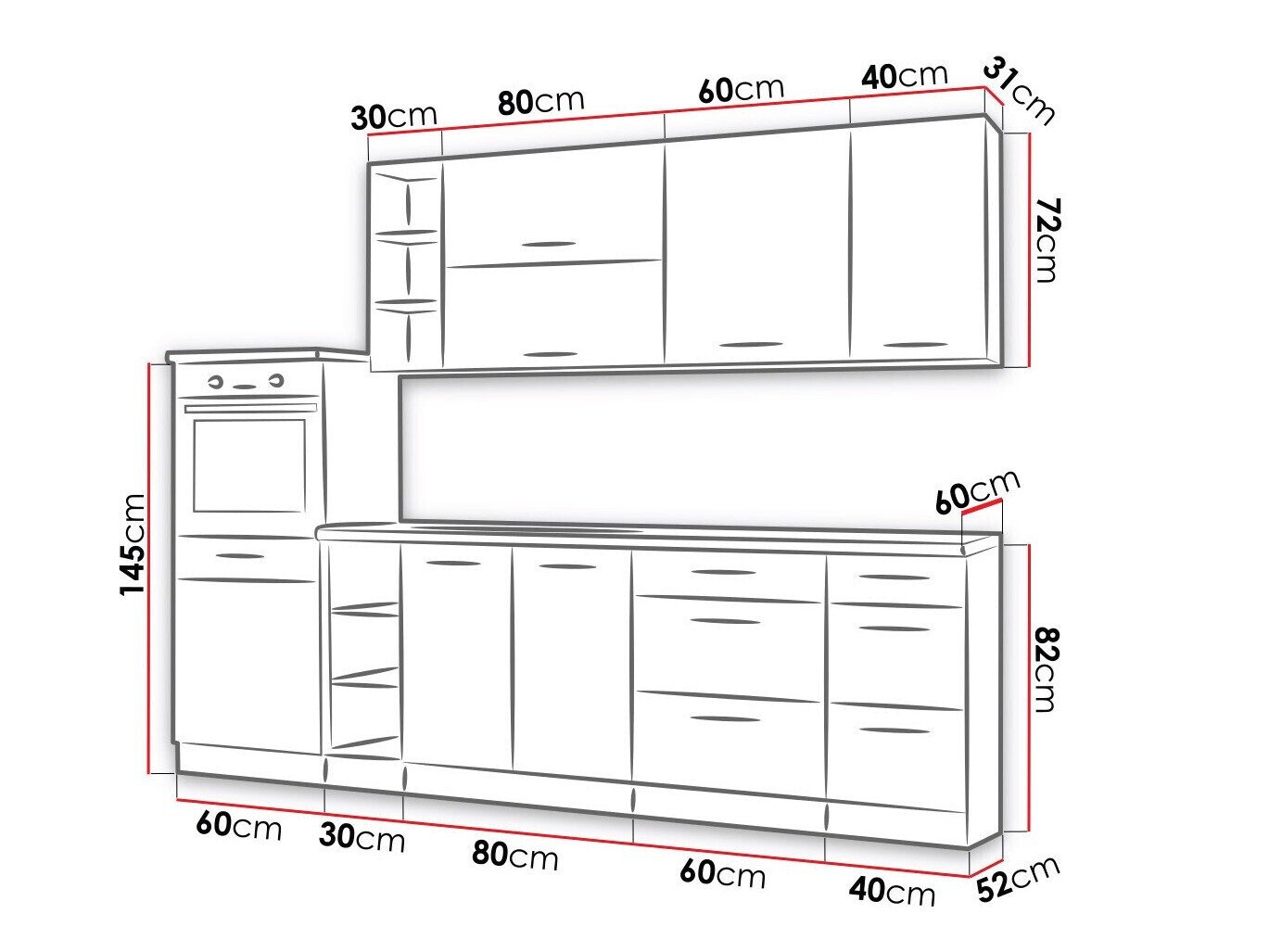 Cuisine complète modulaire Wood Dark 130