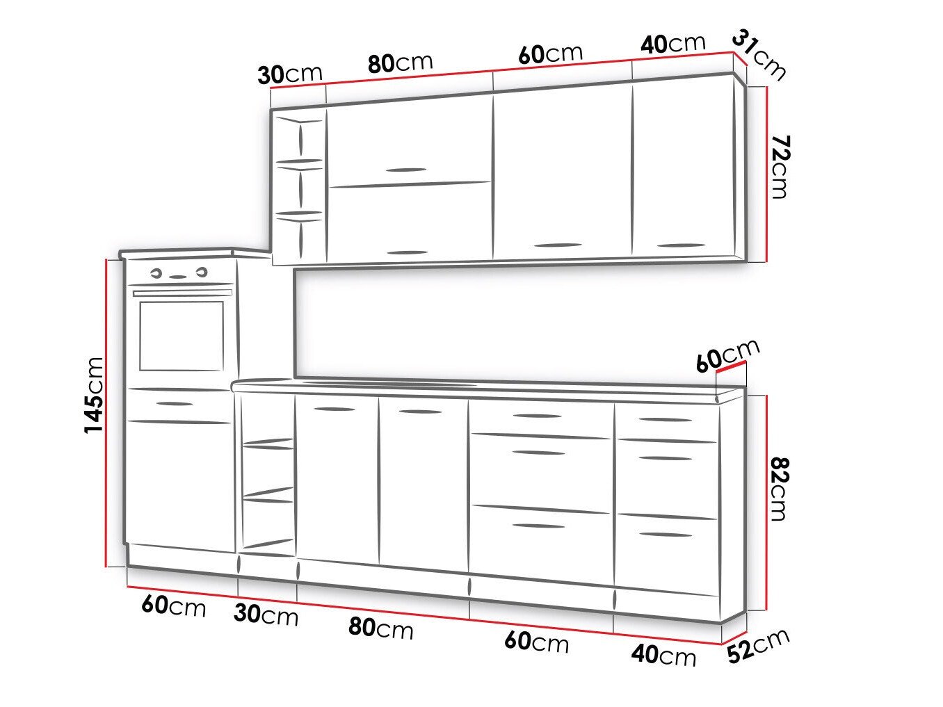 Cuisine complète modulaire Wood Dark 130