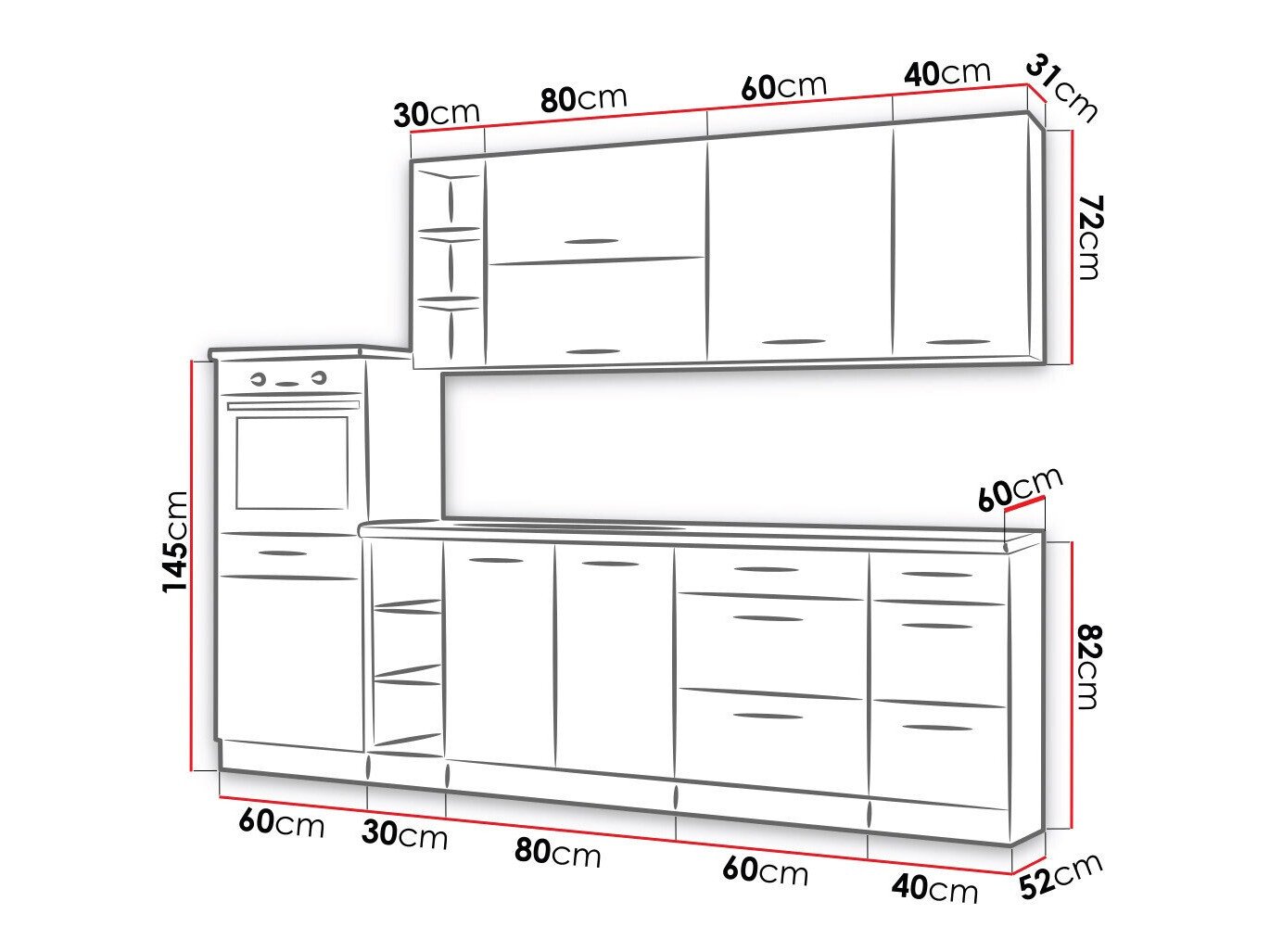 Cuisine complète modulaire Wood Dark 130