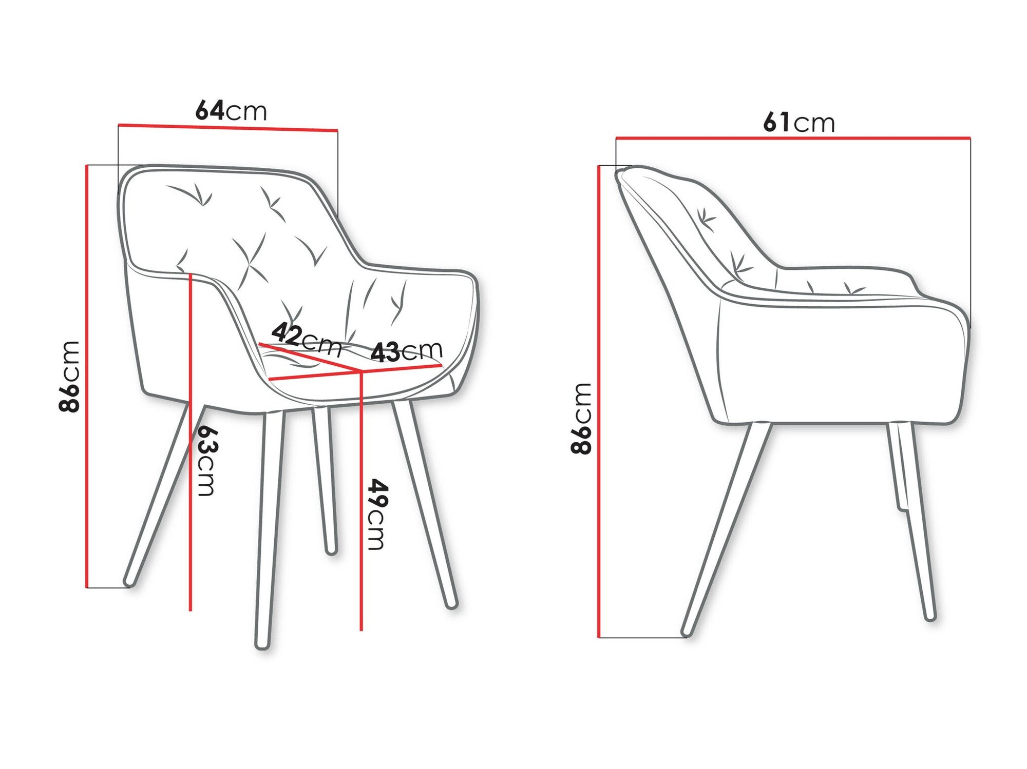 Chaise Jackson 115 (Noir + Magic Velvet 2216)