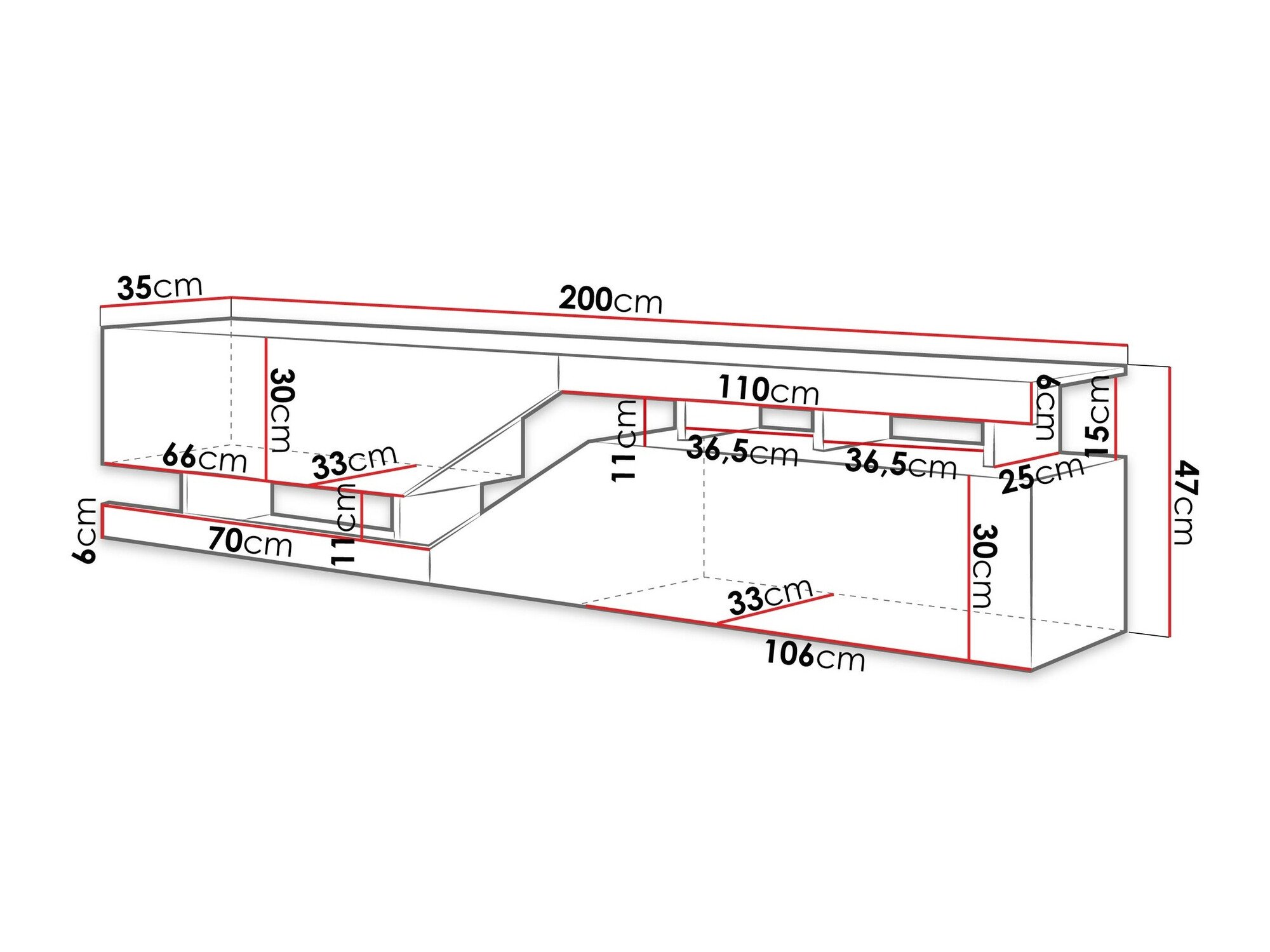Meuble TV Comfivo Daldune 104 (Anthracite + Chêne wotan)
