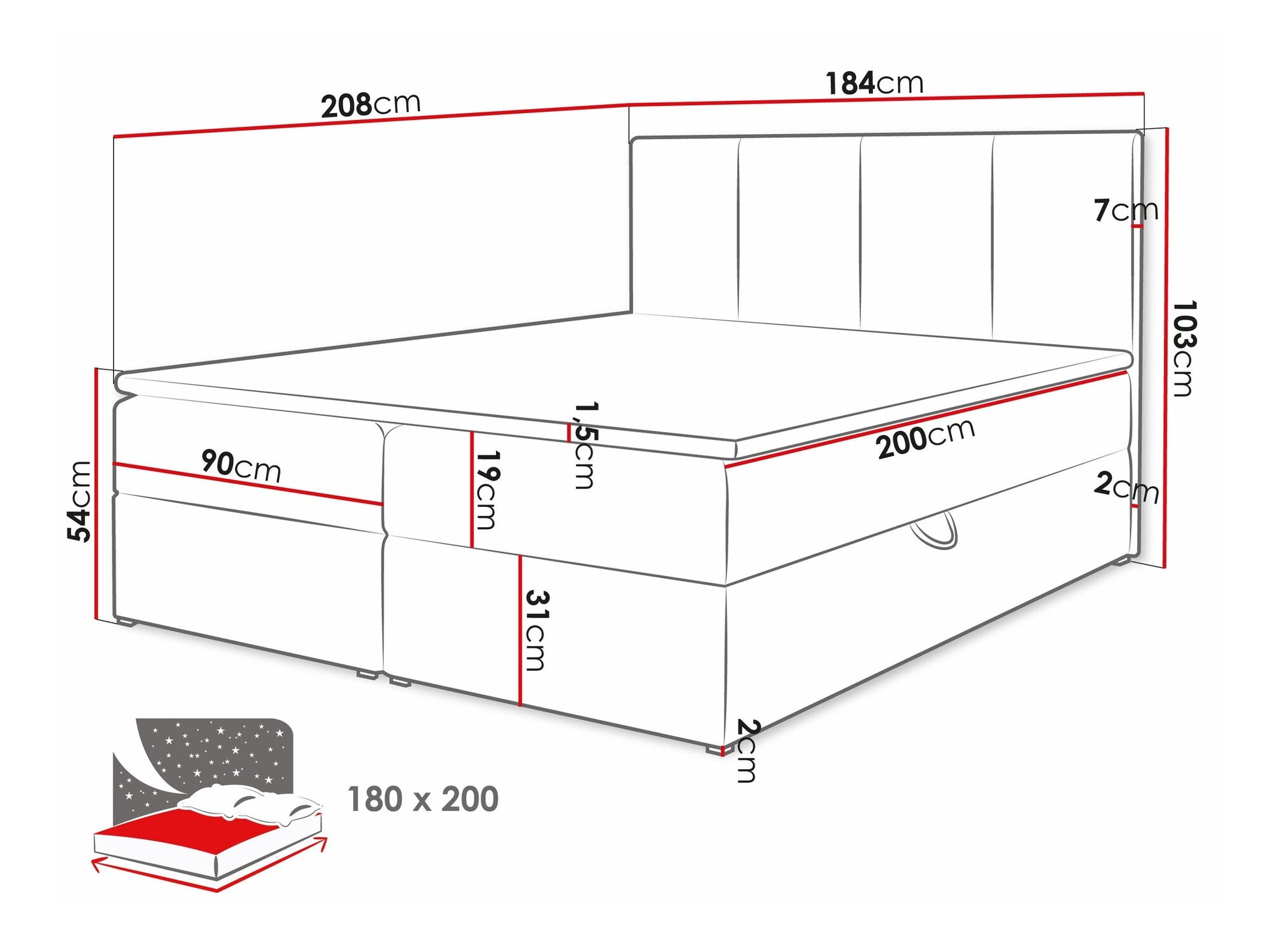 Lit boxspring Oppidum (Manila 35)