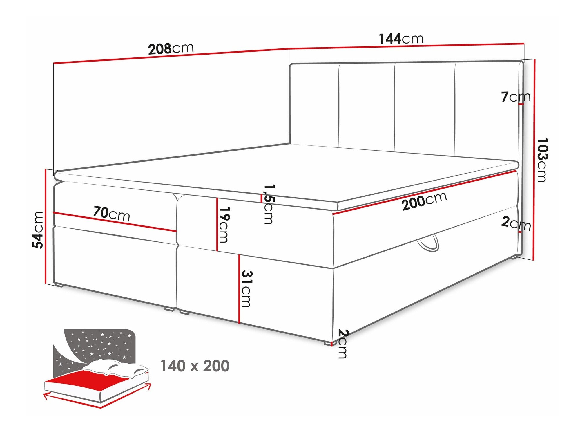 Lit boxspring Oppidum (Polo 889)