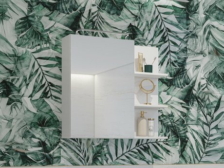 Armoire à miroir de salle de bains Tecavu 102 (Blanc brillant + Blanc)