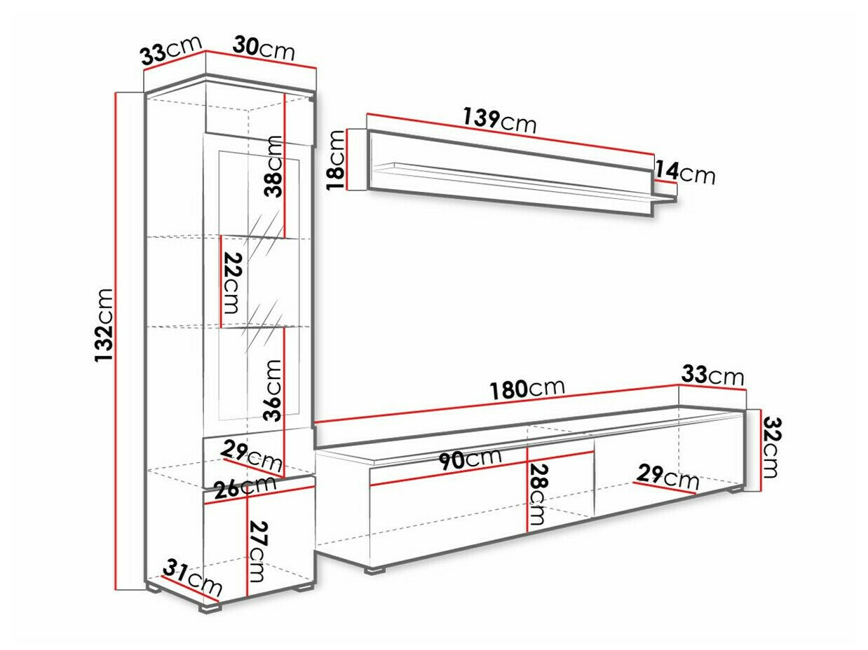 Ensemble de salon Sarasota 125 (Matera gris + Blanc brillant)