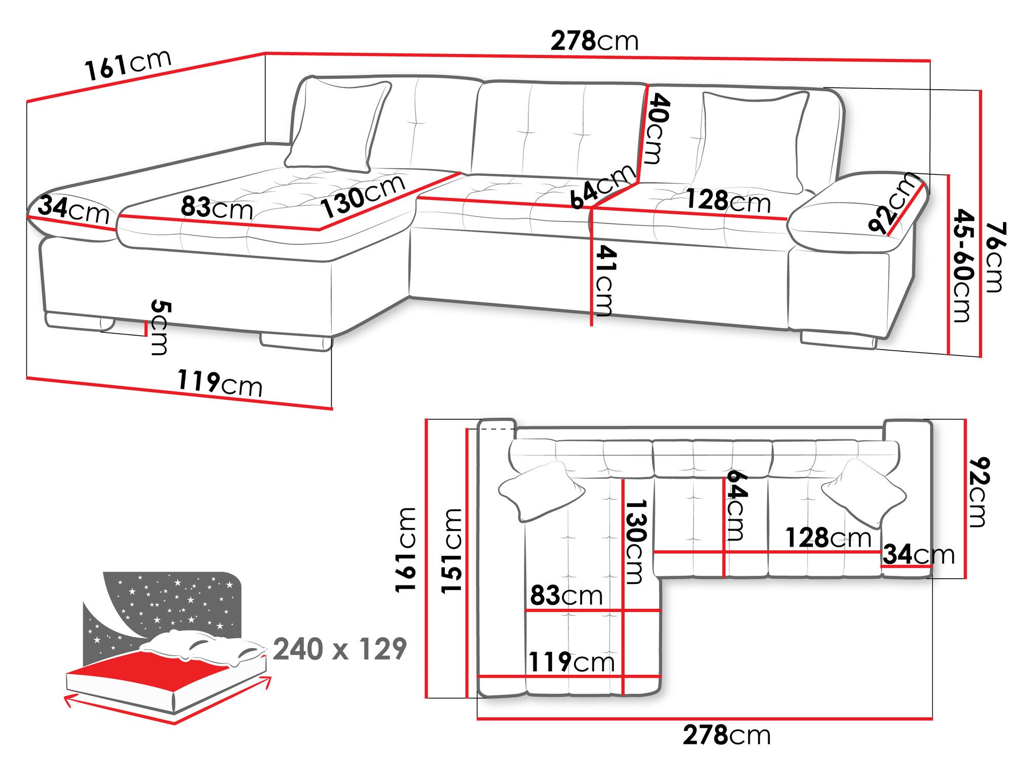 Canapé d'angle Comfivo Sanitas I (Rico 12)