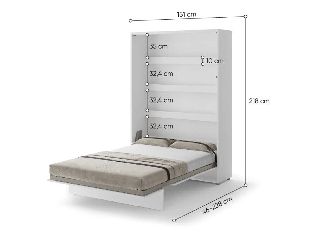 Lit escamotable Concept Pro Lenart (Blanc + Blanc brillant)