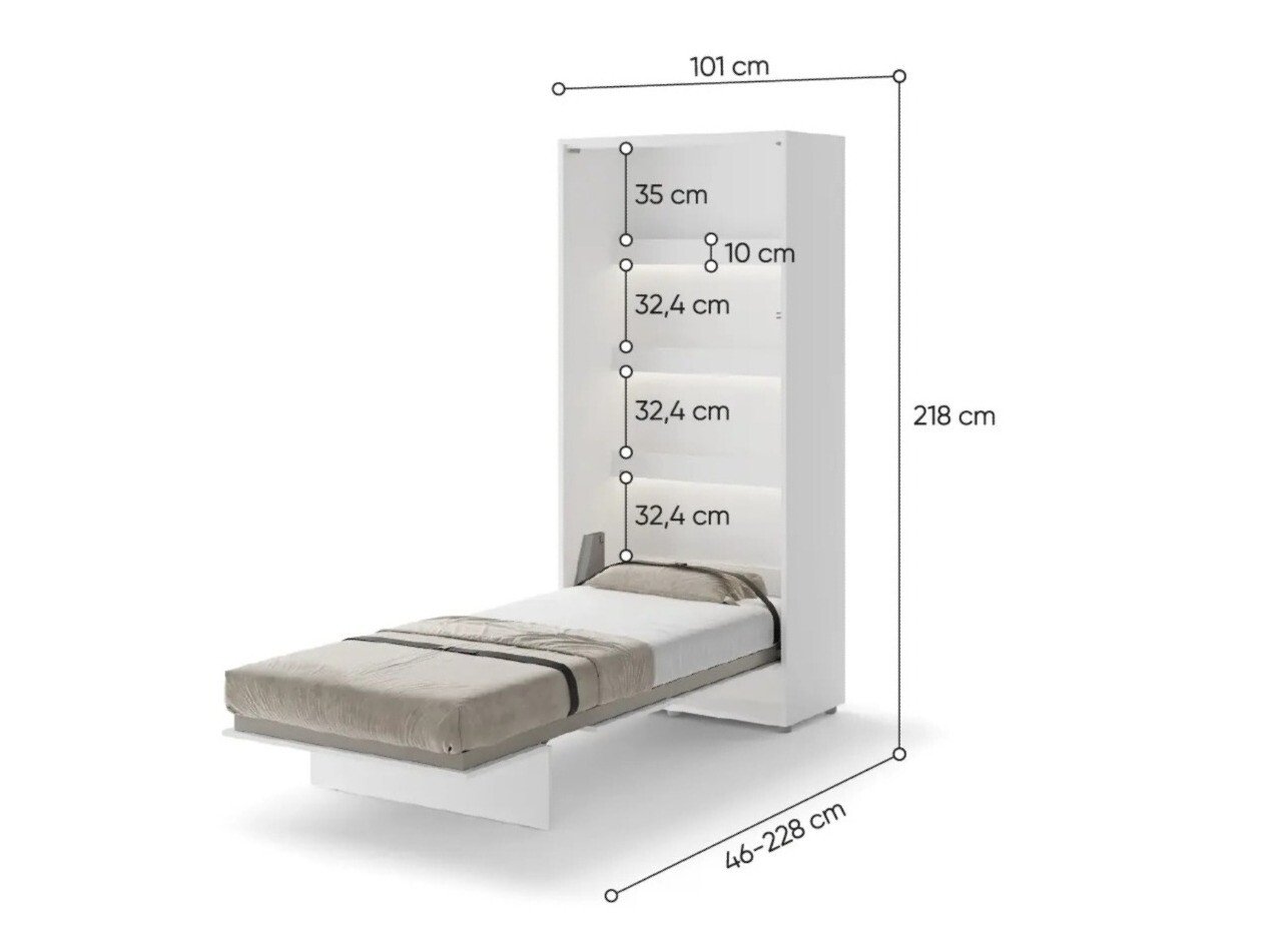 Lit escamotable Concept Pro Lenart Levfere 102 (Blanc + Blanc brillant)