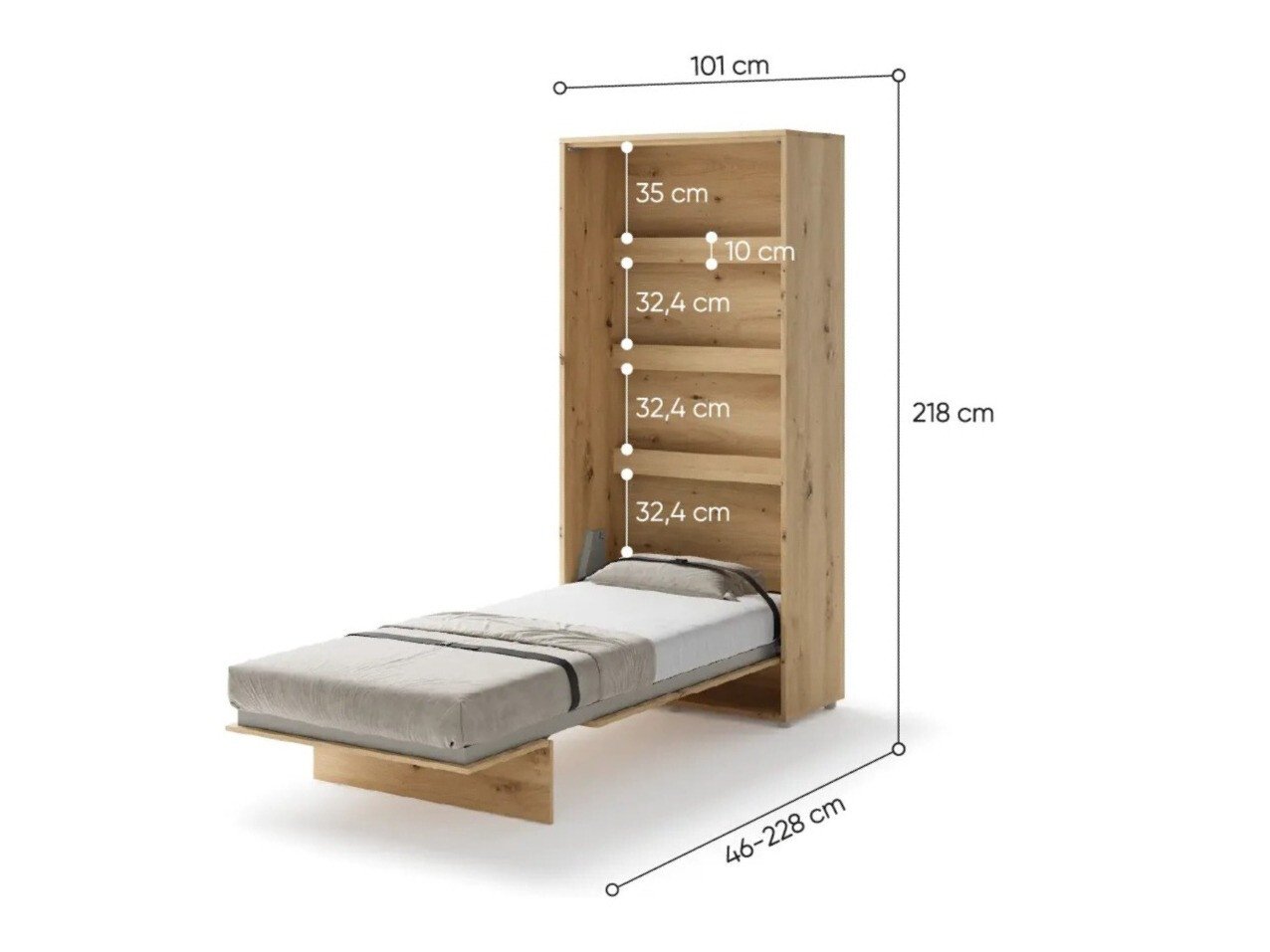Lit escamotable Concept Pro Lenart Levfere 102 (Chêne Artisan)